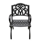 Set da pranzo da 5 pezzi per patio con tavolo rotondo da esterno moderno e ornato in alluminio a rete da 48" e sedie di lusso - Nero - Oakland Living: Resistente alle intemperie