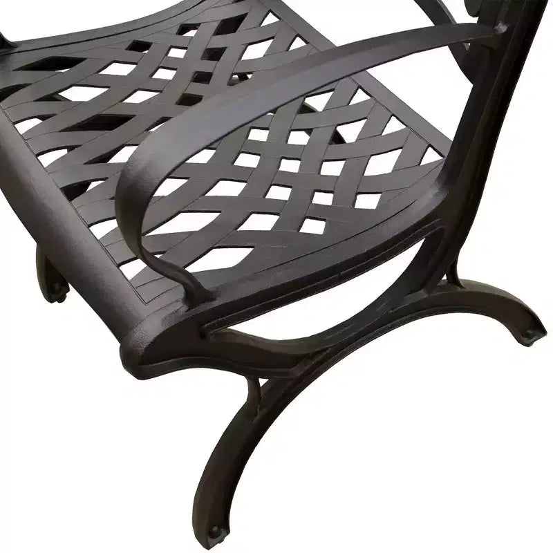 Set da pranzo da 5 pezzi per patio con tavolo rotondo da esterno moderno e ornato in alluminio a rete da 48" e sedie di lusso - Nero - Oakland Living: Resistente alle intemperie