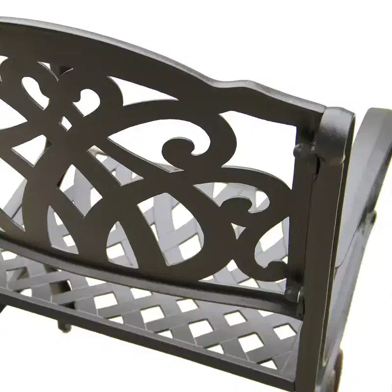 Set da pranzo da 5 pezzi per patio con tavolo rotondo da esterno moderno e ornato in alluminio a rete da 48" e sedie di lusso - Nero - Oakland Living: Resistente alle intemperie