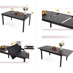 Set da pranzo da patio 7 pezzi con tavolo allungabile in acciaio e sedie a sdraio girevoli a 360° - Captiva Designs: Set di mobili da esterno