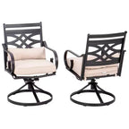 Set da pranzo da esterni 5 pezzi con sedie girevoli con cuscini spessi per seduta e schienale e tavolo quadrato in finto legno con foro per ombrellone - Captiva Designs