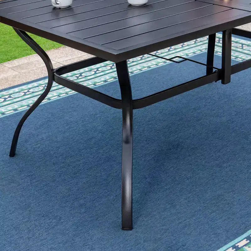 Set da pranzo da esterni 7 pezzi con sedie regolabili in 7 posizioni e tavolo con struttura in metallo e foro per ombrellone - Captiva Designs
