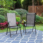Set da pranzo da esterni 7 pezzi con sedie regolabili in 7 posizioni e tavolo con struttura in metallo e foro per ombrellone - Captiva Designs
