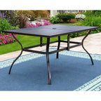 Set da pranzo da esterni 7 pezzi con sedie regolabili in 7 posizioni e tavolo con struttura in metallo e foro per ombrellone - Captiva Designs