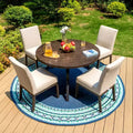 5pc Outdoor Dining Set with Round Painted Table with Umbrella Hole - Captiva Designs