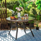 Set da pranzo per esterni da 5 pezzi con tavolo rotondo verniciato con foro per ombrellone - Captiva Designs