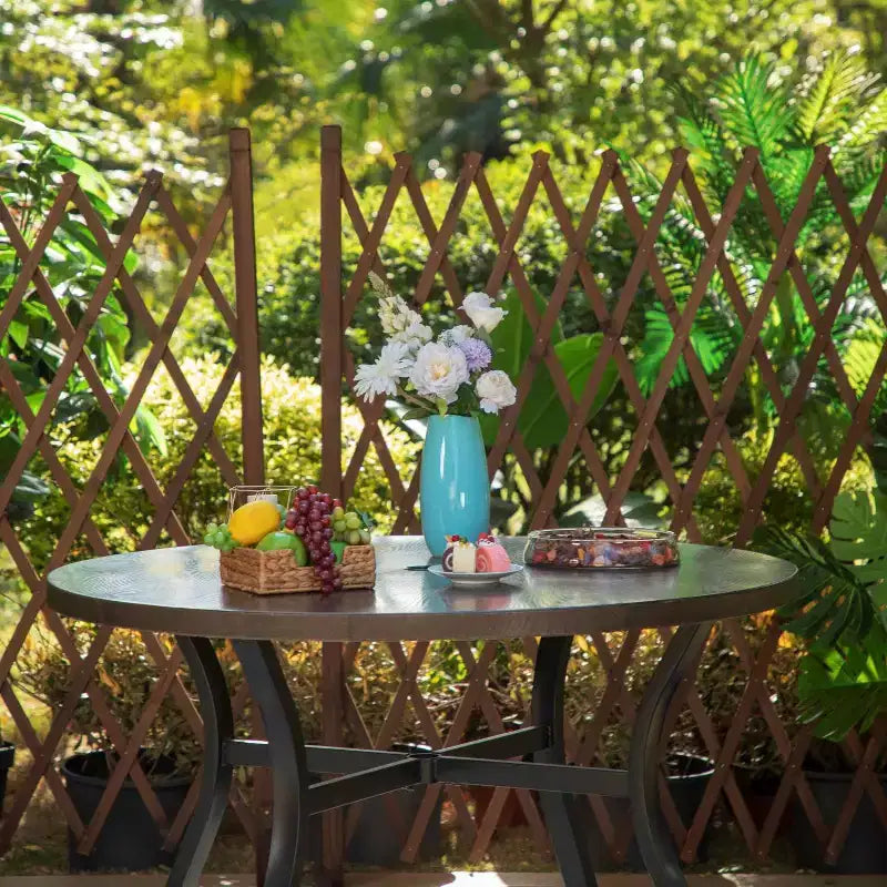 Set da pranzo per esterni da 5 pezzi con tavolo rotondo verniciato con foro per ombrellone - Captiva Designs