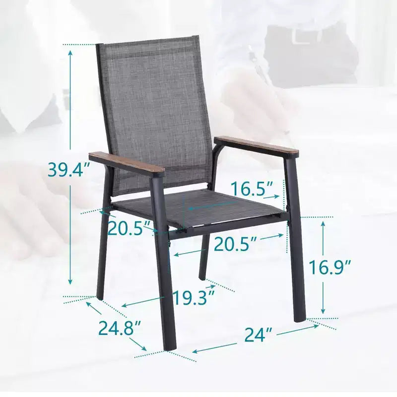 Set da pranzo per patio 3 pezzi con tavolino rotondo e sedie a fionda leggere - Captiva Designs: Bistro da esterno, adatto per balconi
