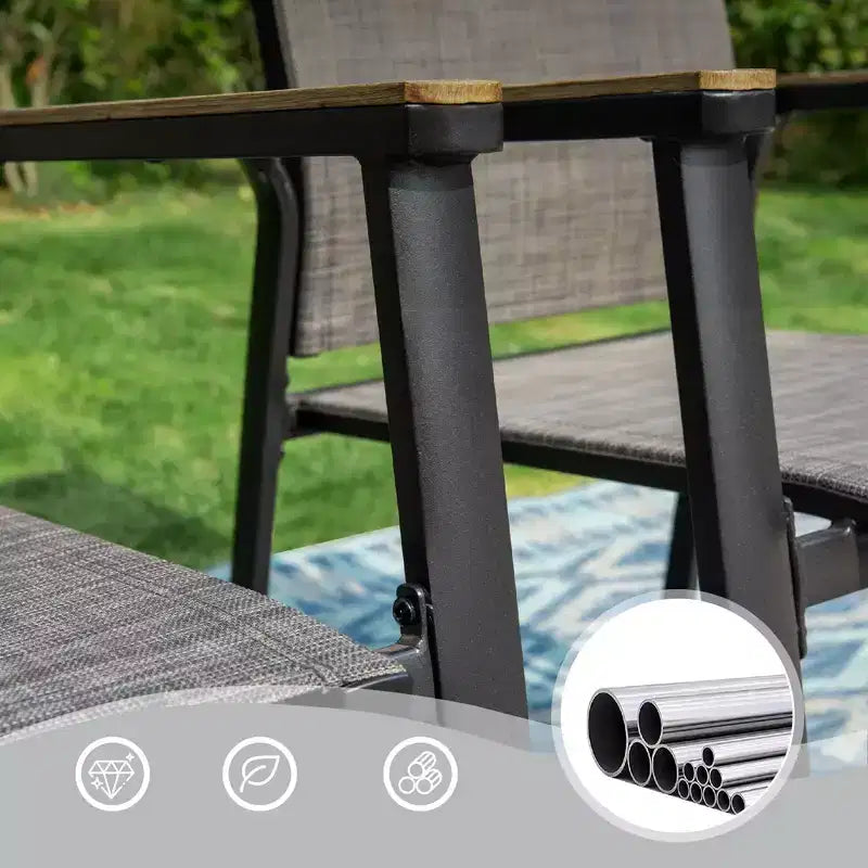 Set da pranzo per patio 3 pezzi con tavolino rotondo e sedie a fionda leggere - Captiva Designs: Bistro da esterno, adatto per balconi