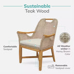 Set da pranzo da esterno Sonoma Lane Quinlan 7 pezzi in teak con cuscini per seduta - Resistente alle intemperie