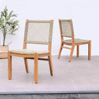 Ensemble de salle à manger d'extérieur 6 pièces en teck Sonoma Lane Azle avec osier tressé couleur miel – Résistant aux intempéries