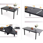 Set da patio da 7 pezzi con tavolo allungabile e sedie impilabili in alluminio leggero - Captiva Designs: Set di mobili da esterno per 6 persone