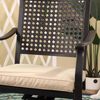 Set da pranzo da esterno 7 pezzi con sedie girevoli e cuscini e tavolo allungabile - Captiva Designs: Resistente agli agenti atmosferici, struttura in acciaio