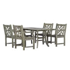 Azen 5pc Outdoor Reynard Durable Farmhouse Acacia Hardwood Dining Set Gray Wash