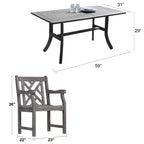 Azen Set da Pranzo da Esterno 5 Pezzi Reynard in Legno di Acacia Massiccio Stile Rustico Resistente, Finitura Grigio Sbiancato