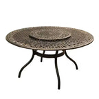 Set da pranzo da patio da 7 pezzi con tavolo da pranzo rotondo da 59 pollici in alluminio a rete moderno ornato da esterno con vassoio girevole - Bronzo - Oakland Living