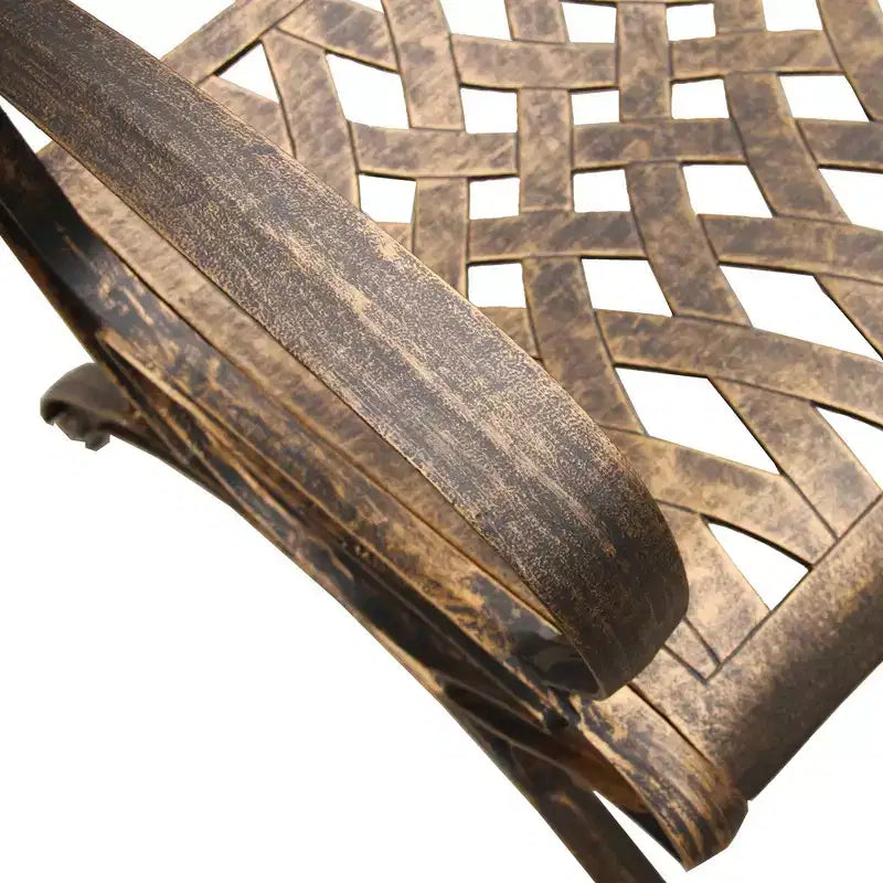Set da pranzo da patio da 7 pezzi con tavolo da pranzo rotondo da 59 pollici in alluminio a rete moderno ornato da esterno con vassoio girevole - Bronzo - Oakland Living