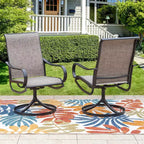 Set da pranzo da esterni 7 pezzi con tavolo rettangolare in acciaio con foro per ombrellone e sedie girevoli - Captiva Designs: Set da patio resistente alla ruggine per 6 persone