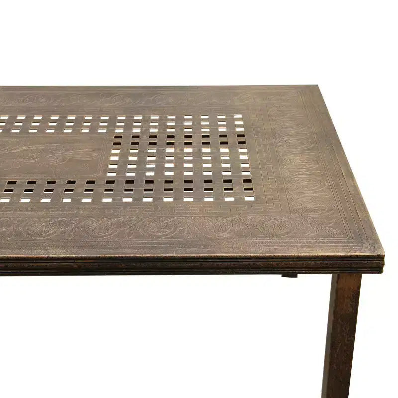 Ensemble de salle à manger d'extérieur moderne rectangulaire de 241 cm pour 8 personnes, résistant aux UV, bronze - Oakland Living : avec sièges en maille et trou pour parasol