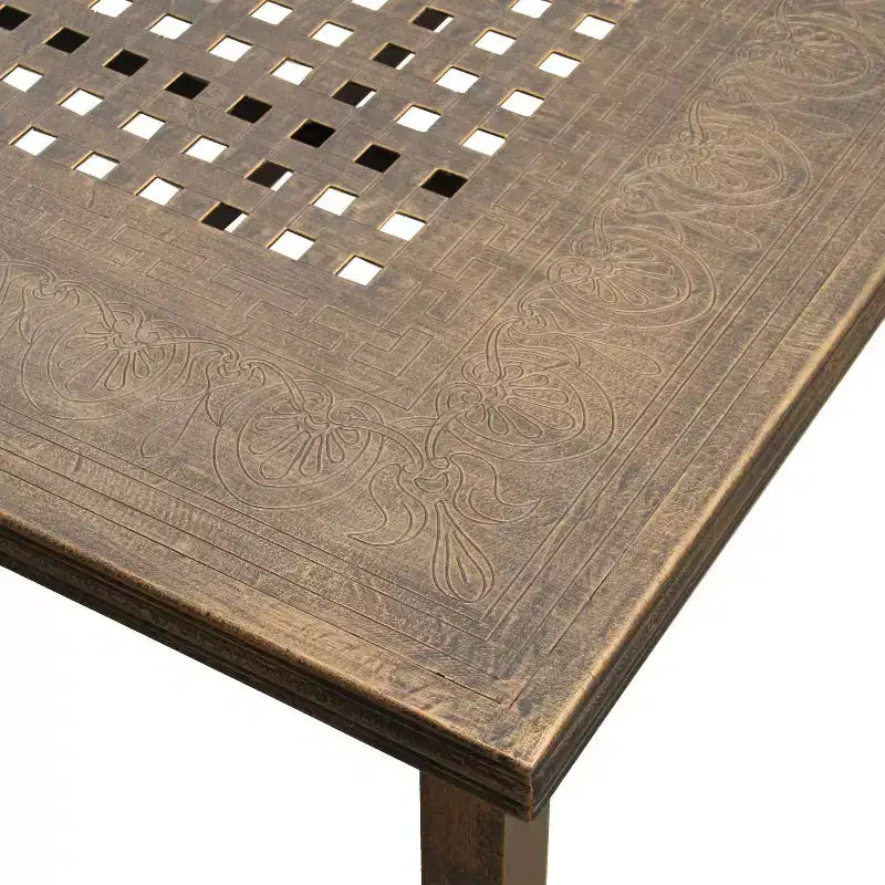 Ensemble de salle à manger d'extérieur moderne rectangulaire de 241 cm pour 8 personnes, résistant aux UV, bronze - Oakland Living : avec sièges en maille et trou pour parasol