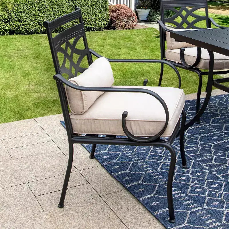Set da pranzo da esterno 7 pezzi: struttura in acciaio resistente alle intemperie e legno effetto legno - Captiva Designs
