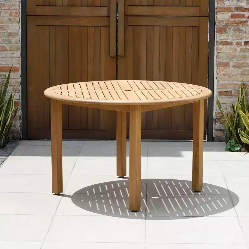 Set da pranzo da esterno rotondo da 5 pezzi Amazonia Beijo, beige