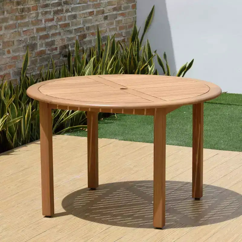 Set da pranzo da esterno rotondo da 5 pezzi Amazonia Beijo, beige