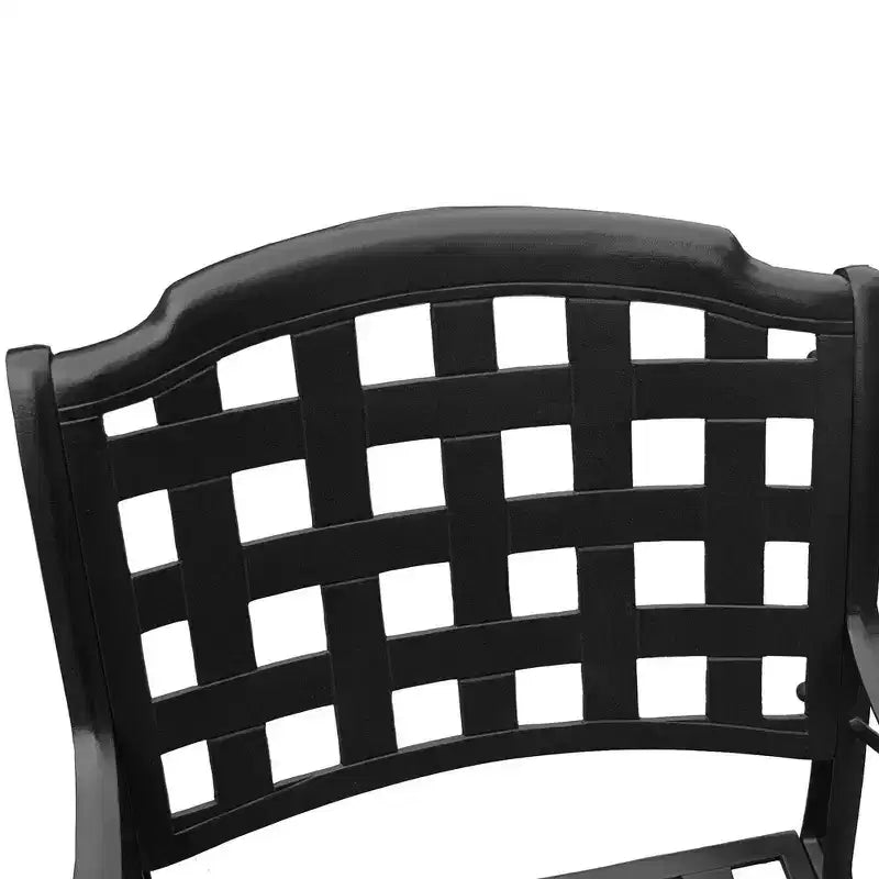 Set da pranzo rettangolare moderno per esterni in rete a traliccio in alluminio da 95" con 8 sedie a braccioli a fantasia a scacchi - Nero - Oakland Living