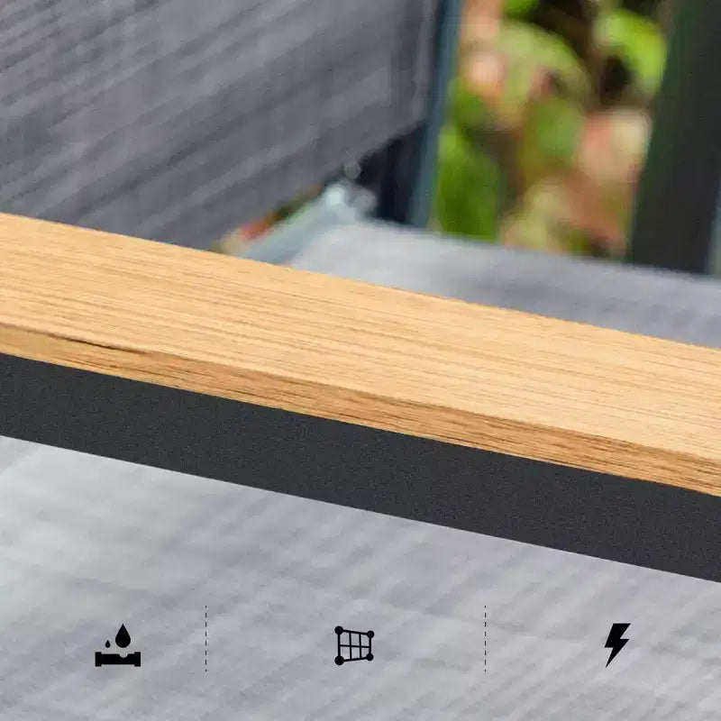 Set da pranzo da esterni da 7 pezzi con sedie in alluminio e grande tavolo rettangolare in metallo con foro per ombrellone - Grigio - Captiva Designs