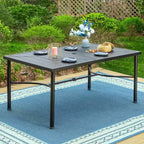 Set da pranzo da esterni da 7 pezzi con sedie in alluminio e grande tavolo rettangolare in metallo con foro per ombrellone - Grigio - Captiva Designs