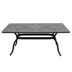 Set da pranzo per esterni da 7 pezzi con tavolo rettangolare in alluminio a rete ornata moderno da 67" e sedie a scacchiera - Nero - Oakland Living