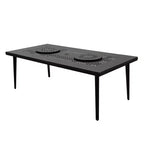 Set da pranzo da esterni da 9 pezzi con tavolo rettangolare grande in alluminio a rete ornata moderna da 84" e sedie moderne - Nero - Oakland Living
