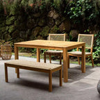Sonoma Lane Ensemble repas de jardin 4 pièces en bois de teck Eola avec osier miel marron - Résistant aux intempéries
