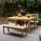 Sonoma Lane Ensemble repas de jardin 4 pièces en bois de teck Eola avec osier miel marron - Résistant aux intempéries