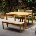 Sonoma Lane Ensemble repas de jardin 4 pièces en bois de teck Eola avec osier miel marron - Résistant aux intempéries