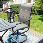Ensemble de patio avec table en acier avec trou pour parasol de 1,57 po et chaises pivotantes à 360° en textilène - Captiva Designs
