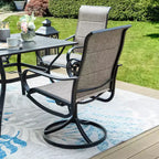 Ensemble de patio avec table en acier avec trou pour parasol de 1,57 po et chaises pivotantes à 360° en textilène - Captiva Designs