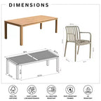 Amazonia Beijo, set da pranzo rettangolare da esterno da 7 pezzi, colore beige