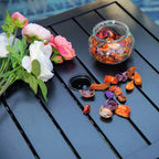 Ensemble repas de patio 3 pièces avec petite table carrée avec trou pour parasol - Captiva Designs : Résistant aux intempéries, confort à séchage rapide