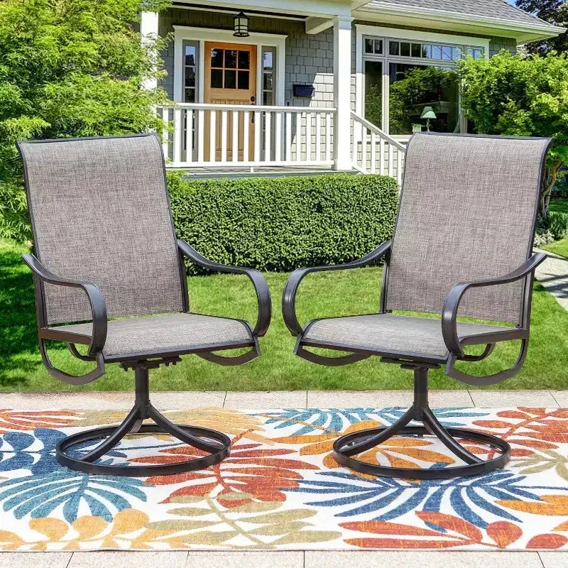 Ensemble repas de patio 3 pièces avec petite table carrée avec trou pour parasol - Captiva Designs : Résistant aux intempéries, confort à séchage rapide