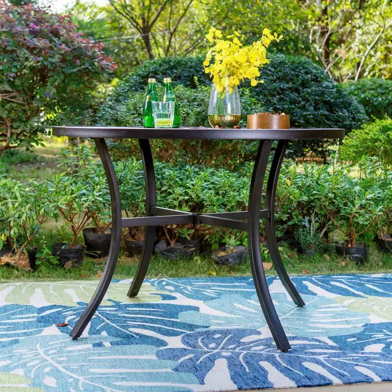 Set da Pranzo da Giardino 5 Pezzi con Tavolo Rotondo e Sedie in Rattan Wicker - Captiva Designs: Resistente alle Intemperie, Foro per Ombrellone