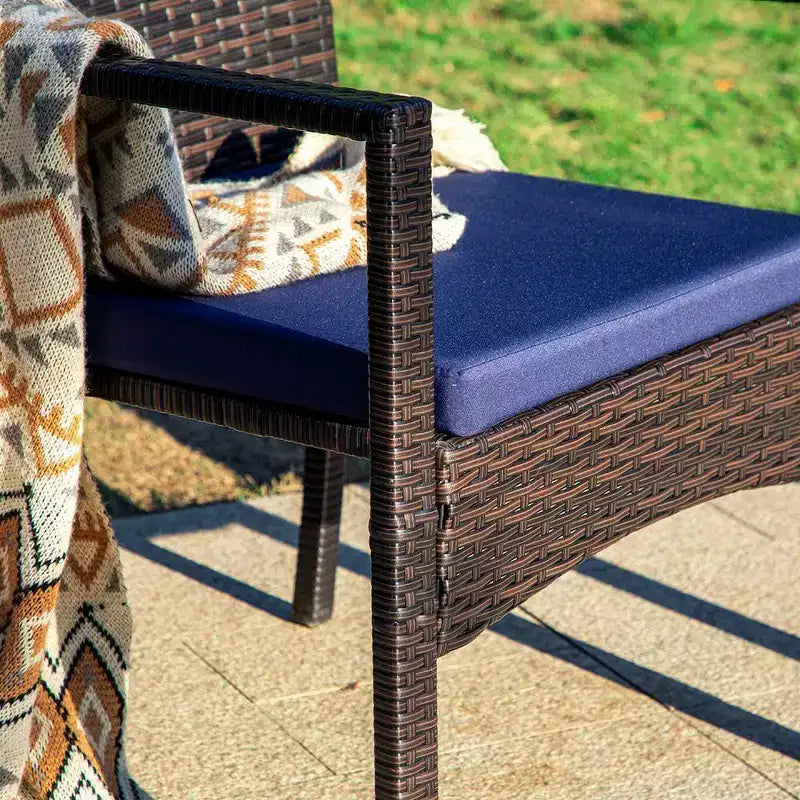 Set da Pranzo da Giardino 5 Pezzi con Tavolo Rotondo e Sedie in Rattan Wicker - Captiva Designs: Resistente alle Intemperie, Foro per Ombrellone