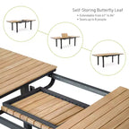 Greemotion Set da Pranzo per Esterni 7 Pezzi Mackay in Legno Teak con Tavolo a Ribalta e Sedie Reclinabili Marrone