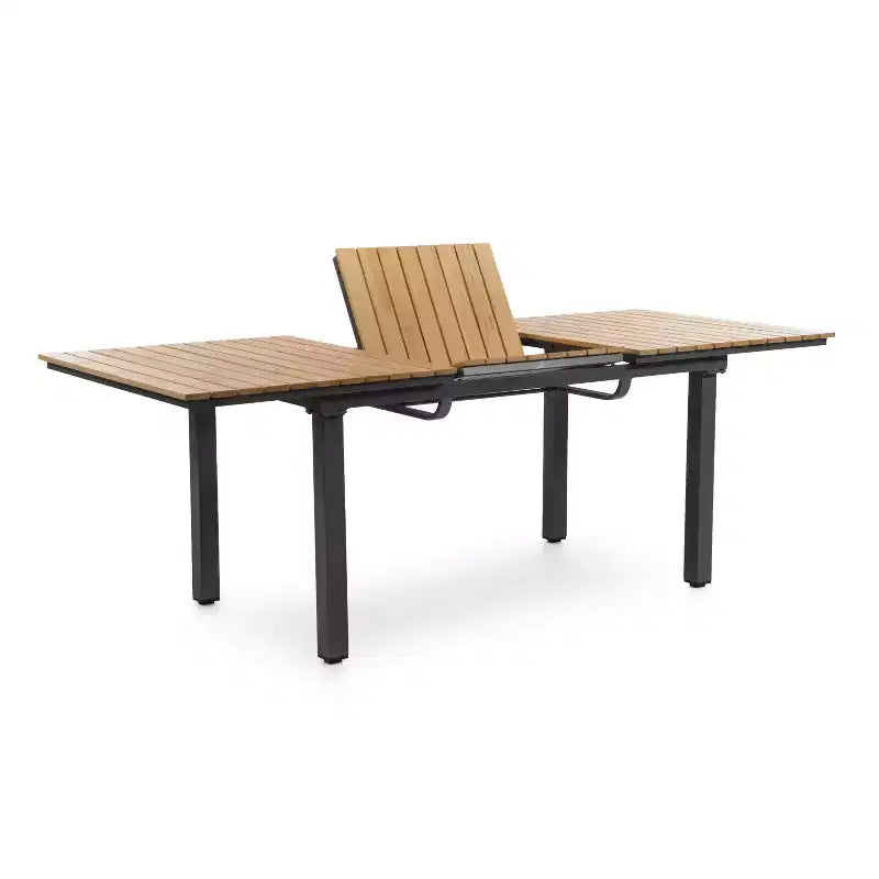 Greemotion Set da Pranzo per Esterni 7 Pezzi Mackay in Legno Teak con Tavolo a Ribalta e Sedie Reclinabili Marrone