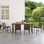 Set da pranzo da esterno 7 pezzi Bradenton in acciaio blu navy/marrone anticato - Crosley: Con fodere dei cuscini rimovibili, resistente ai raggi UV
