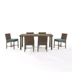 Set da pranzo da esterno 7 pezzi Bradenton in acciaio blu navy/marrone anticato - Crosley: Con fodere dei cuscini rimovibili, resistente ai raggi UV