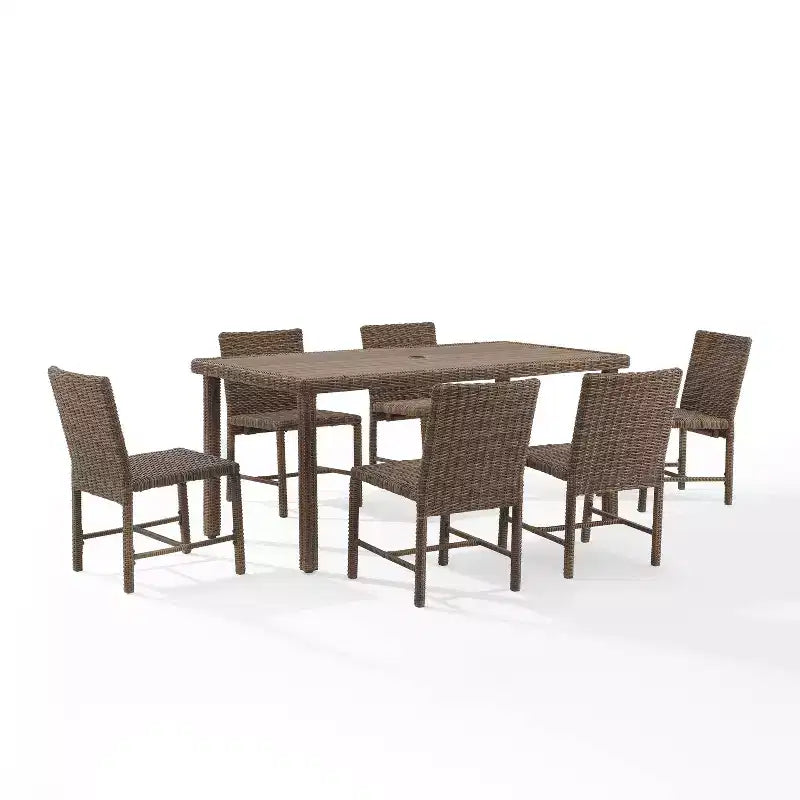 Set da pranzo da esterno 7 pezzi Bradenton in acciaio blu navy/marrone anticato - Crosley: Con fodere dei cuscini rimovibili, resistente ai raggi UV