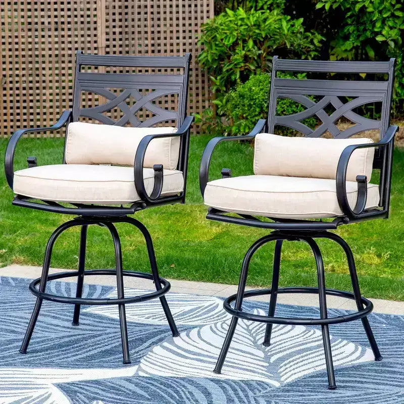 Set da esterno 3 pezzi con sgabelli girevoli e tavolo in metallo: Captiva Designs, resistente alle intemperie, resistente ai raggi UV