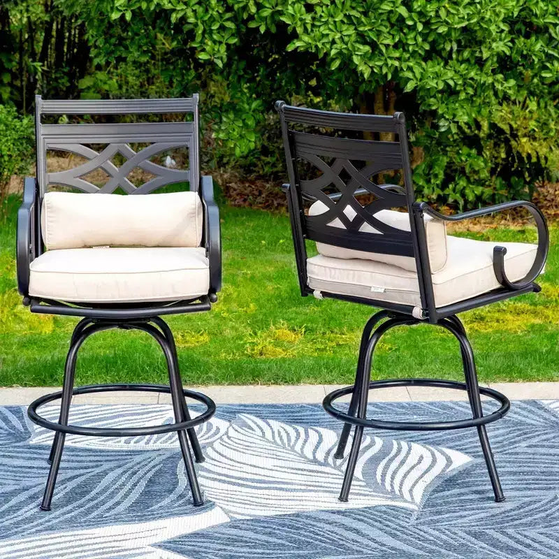 Set da esterno 3 pezzi con sgabelli girevoli e tavolo in metallo: Captiva Designs, resistente alle intemperie, resistente ai raggi UV