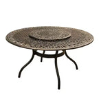 Set da pranzo per patio da 7 pezzi con tavolo rotondo in alluminio a maglia ornamentale tradizionale da 59" con vassoio girevole - Bronzo - Oakland Living: resistente ai raggi UV
